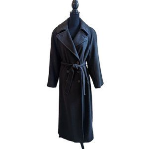 Women's Long Chocolate Brown Wool Coat Sz 10